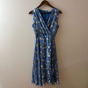 Alice + Olivia Halsey floral-print silk faux-wrap dress Size 4